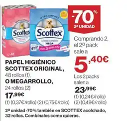 Hipercor PAPEL HIGIÉNICO SCOTTEX ORIGINAL, oferta