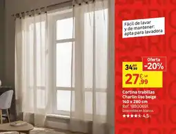 Leroy Merlin Cortina trabillas Charlin liso beige 140 x 280 cm oferta