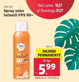 Lidl Spray solar infantil FPS 50+ oferta