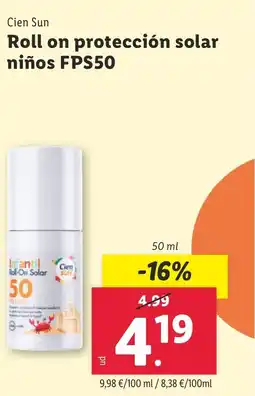 Lidl Roll on protección solar niños FPS50 oferta