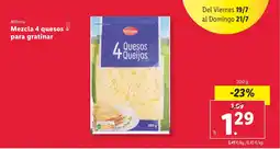 Lidl Mezcla 4 quesos para gratinar oferta