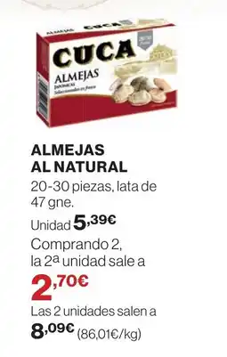 El Corte Inglés ALMEJAS AL NATURAL oferta