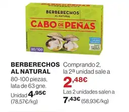 El Corte Inglés BERBERECHOS AL NATURAL oferta