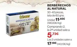 El Corte Inglés BERBERECHOS AL NATURAL oferta