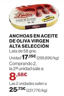 El Corte Inglés ANCHOAS EN ACEITE DE OLIVA VIRGEN ALTA SELECCIÓN oferta