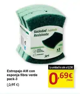 SPAR Estropajo AM con esponja fibra verde pack-3 oferta