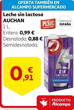 Alcampo Leche sin lactosa AUCHAN oferta