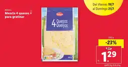 Lidl Mezcla 4 quesos para gratinar oferta