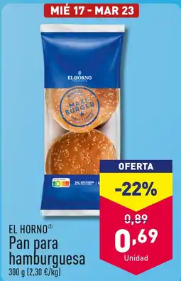 ALDI EL HORNO® Pan para hamburguesa oferta