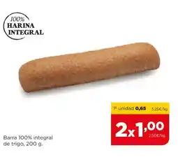 Alimerka Barra 100% integral de trigo, 200 g. oferta