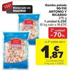 Carrefour Antonio y ricardo - gamba pelada 90/110 oferta
