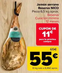 Carrefour Jamón serrano Reserva NICO oferta