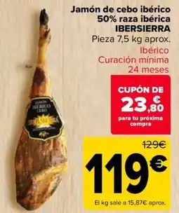 Carrefour Jamón de cebo ibérico 50% raza ibérica IBERSIERRA oferta