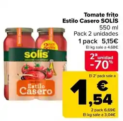 Carrefour Tomate frito Estilo Casero SOLÍS oferta