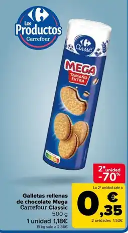 Carrefour Galletas rellenas de chocolate Mega Carrefour Classic oferta