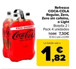Carrefour Refresco COCA-COLA Regular, Zero, Zero sin cafeína, o Light oferta