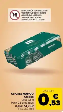 Carrefour Cerveza MAHOU Clásica oferta
