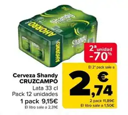 Carrefour Cerveza Shandy CRUZCAMPO oferta