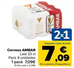 Carrefour Cerveza AMBAR oferta