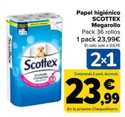 Carrefour Papel higiénico SCOTTEX Megarollo oferta
