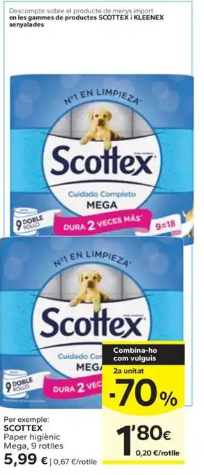 Caprabo SCOTTEX Paper higiènic Mega, 9 rotlles oferta