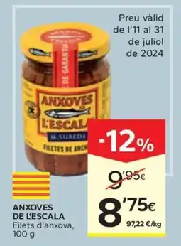 Caprabo ANXOVES DE L'ESCALA Filets d'anxova, oferta
