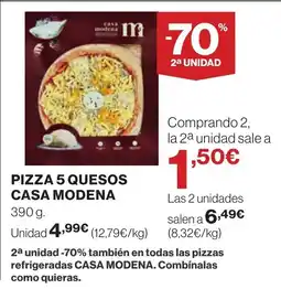 El Corte Inglés PIZZA 5 QUESOS CASA MODENA oferta