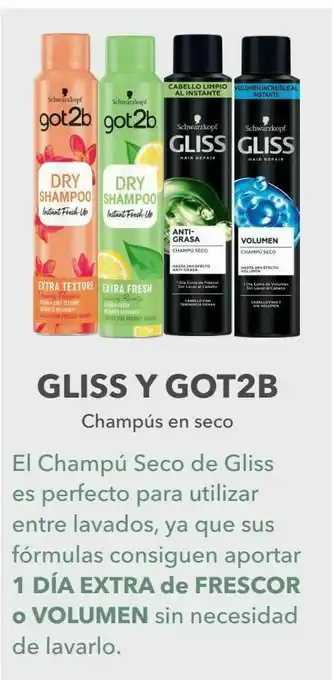 Clarel Champús en seco gliss y got2b oferta