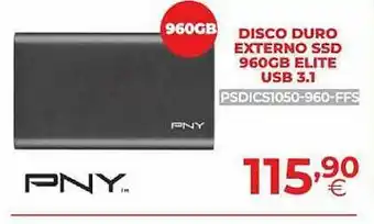 Pny Disco Duro Externo Ssd 960gb Elite Usb 3.1