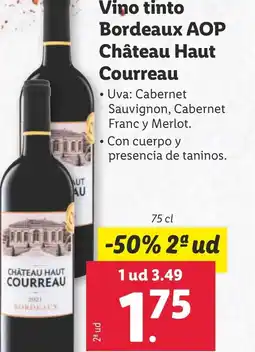 Lidl Vino tinto Bordeaux AOP Château Haut Courreau oferta
