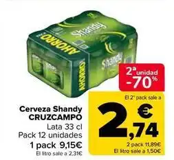 Carrefour Cruzcampo - cerveza shandy oferta