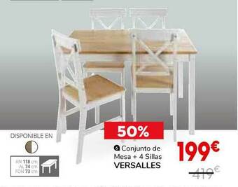 Conforama Conjunto De Mesa + 4 Sillas Versalles oferta