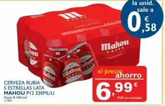 Cash Ecofamilia Mahou Cerveza Rubia 5 Estrellas Lata 330ml oferta