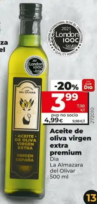 Maxi Dia Aceite de oliva virgen extra premium Dia Alamazara del Olivar 500ml oferta