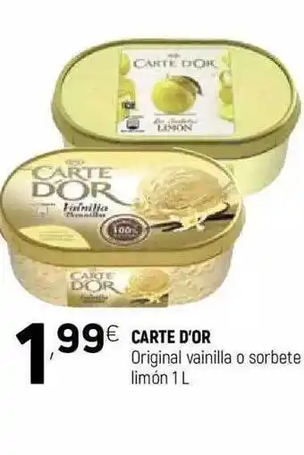 Coviran Carte D'or Original vainilla o sorbete limón 1L oferta