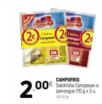 Coviran Campofrío Salchicha Campesan O Jambongus 170g x 3u oferta