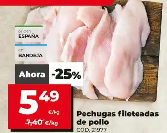 Dia Pechugas fileteadas de pollo oferta