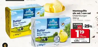 Dia Oldenburger Mantequilla sin sal / con sal 250g oferta
