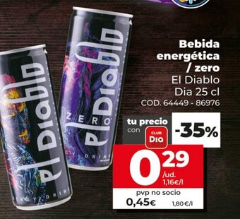 Bebida energética/Zero El Diablo Dia 25cl