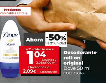 Dia Dove Desodorante roll-on Original 50ml oferta