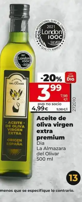 Maxi Dia Aceite de oliva virgen extra premium dia la almazara del olivar 500 ml oferta