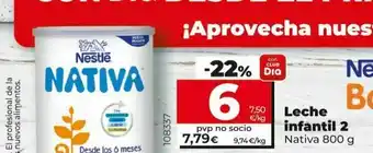 Maxi Dia Leche infantil 2 nativa 800 g nestlé oferta