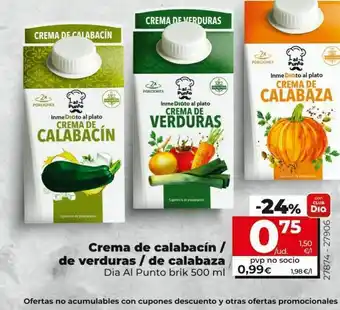 Dia Crema de calabacín/de verduras/de calabaza dia al punto brik 500 ml oferta
