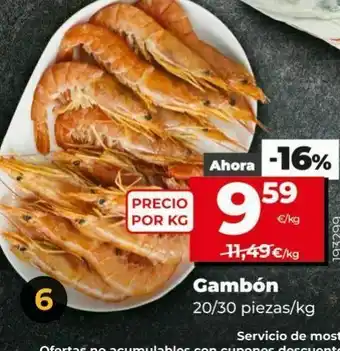 Dia Gambones 20/30 piezas/ kg oferta