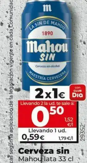 Dia Cerveza sin alcohol mahou lata 33 cl oferta