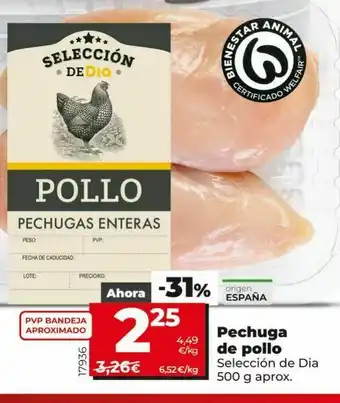 Dia Pechuga de pollo selección de dia 500 g aprox. oferta