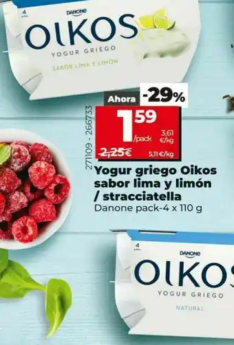 Dia Yogur griego oikos sabor lima y limón/stracciatella danone pack 4 x 110 g oferta