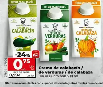 Dia Crema de calabacín,/verduras/de calabaza dia al punto brik 500 ml oferta