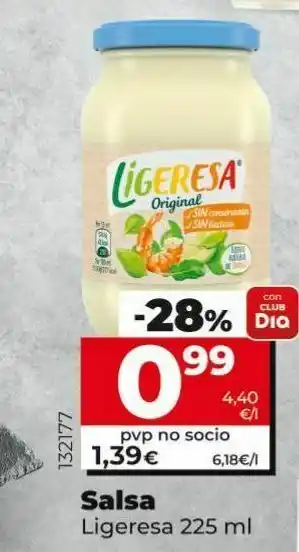 La Plaza de DIA Salsa ligeresa 225 ml oferta