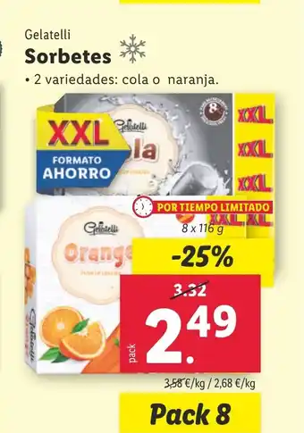 Lidl Gelatelli Sorbetes oferta